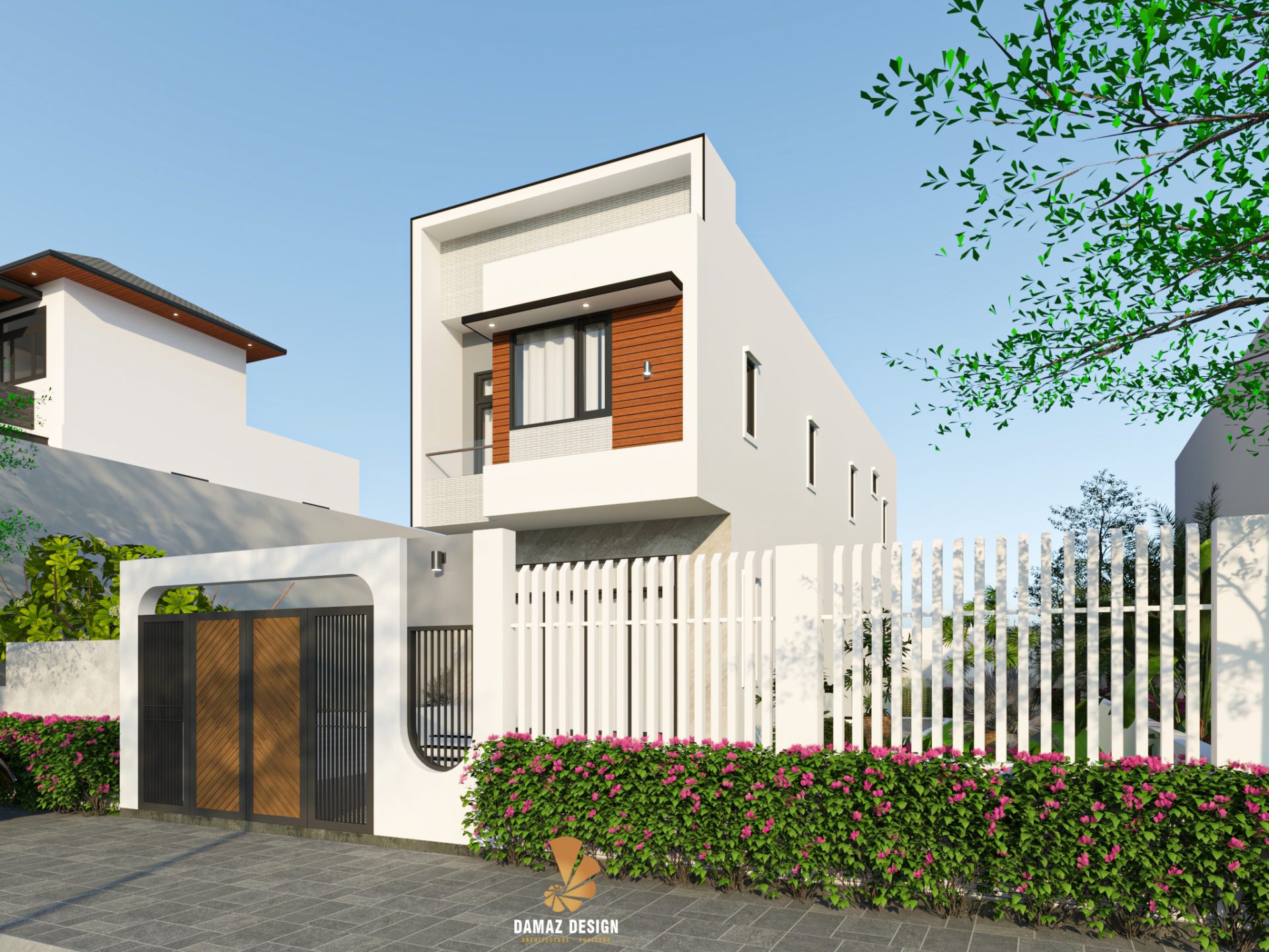 Thiết kế nhà 2 tầng mái bằng hiện đại tại Nghệ An